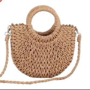 LAST ONE* Half-Round Rattan Woven Straw Bag